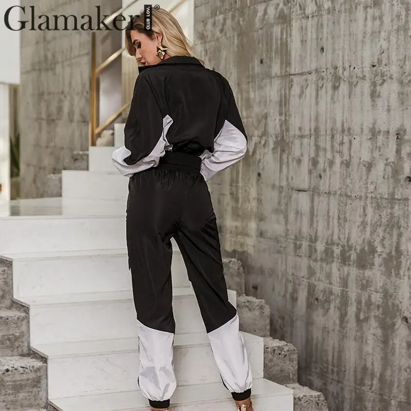 Glamaker/комплект из двух предметов; Черная Повседневная куртка; Осенняя уличная одежда с высокой талией; короткая верхняя одежда на молнии; женская зимняя Базовая куртка; пальто
