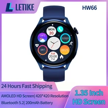 Smartwatch hw66 relógio inteligente homem amoled hd tela de teste pressão arterial chamada bluetooth Huawei pk gtr gts 2 pro