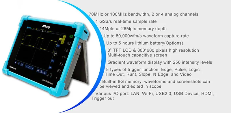 Micsig Цифровой настольный осциллограф TO1102 100 МГц 4CH 28Mpts автомобильный диагностический сенсорный цифровой осциллограф