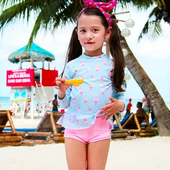 

купальники для девочек baby swimwear Kids Baby Girls Ice Cream Print Swimwear Tops + Shorts Beach Bathing Outfits