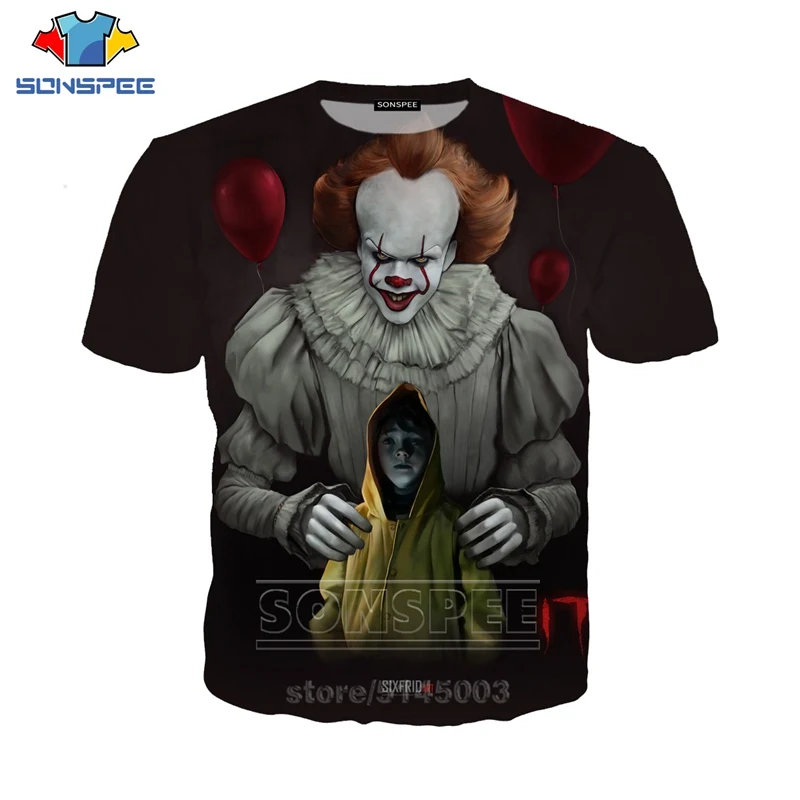 It Chapter Two футболка Летняя для мужчин женщин Свитшот Pennywise 3D принт короткий рукав хип хоп Уличная пуловер с круглым вырезом C063-03