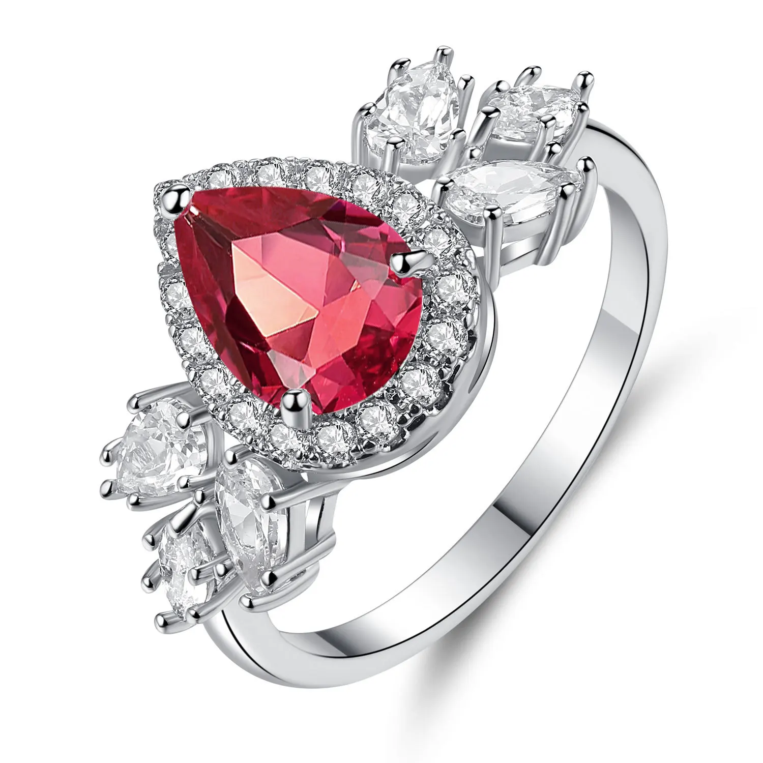 

European American Fashion Water Drop Zircon Ring Female Temperament Couple Ring Ring Cross Border Popular Accessories Jewelry