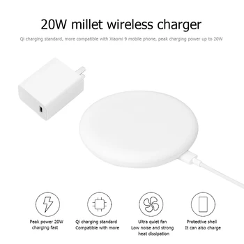 

Xiaomi Wireless Qi Smart Phone Charger 20W 15V Fast Charging Type-C Adapter