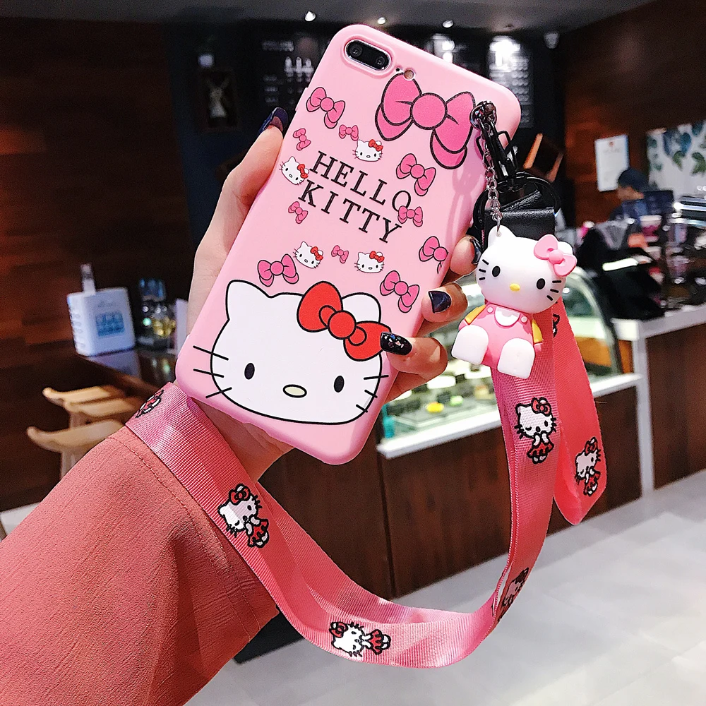 3D Симпатичные мягкие Рисунок «Hello Kitty» Животные силиконовый чехол для телефона с Ремешок-держатель для samsung A50 A40 A30 A20 A70 A80 A10 S10e плюс - Цвет: 20