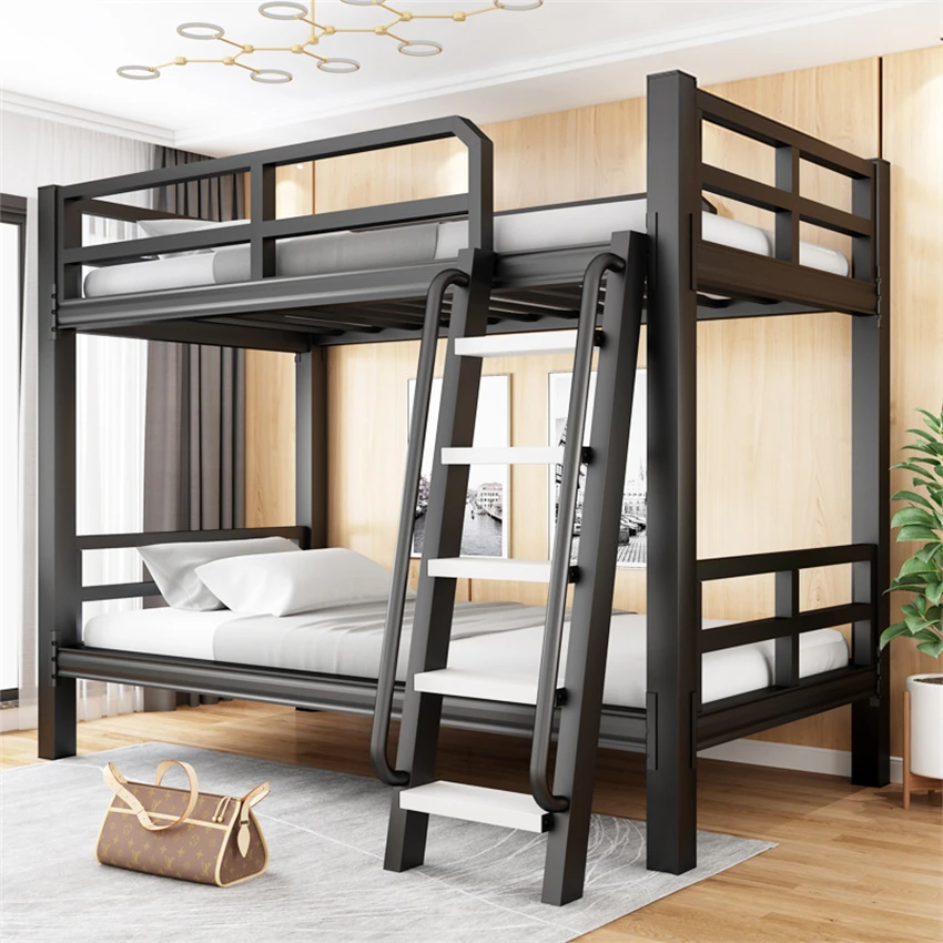 Bunk Bed 120/150/180cm Dormitory Iron Double High Loft Teenage Adult Bedroom Simple Lunch Nap