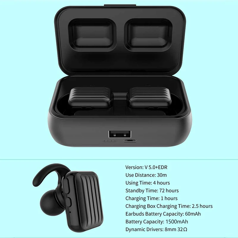 TWS Bluetooth 5.0 Earphones 1500mAh Charging Box Wireless Headphone 9D Stereo Sports Waterproof Earbuds Headsets With Microphone