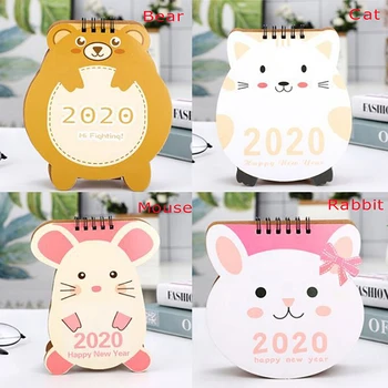 

2020 Hot Scheduler Table Planner Yearly Agenda Desk Organizer 1pcs 2020 Fresh Cartoon Animal Desktop Paper Calendar dual Daily