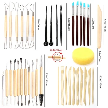 

61PCS Ceramic Clay Tools Set Polymer Clay Tools Pottery Tools Set Wooden Pottery Sculpting Clay Cleaning Tool Set