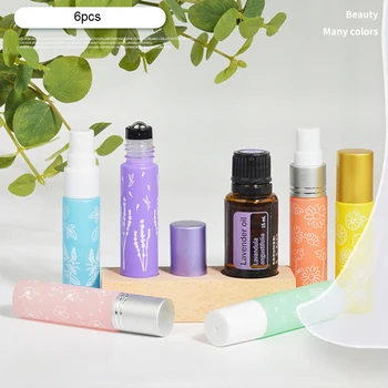 

6Pcs Assorted Colors Mini Plating Glass Ball Perfume Essential Oil Bottle Stainless Steel Ball Massage Eye Cream Perfume Can Hol