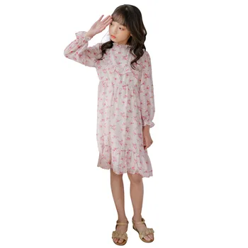 

YourSeason Spring Autumn 2020 New Kids Girl Chiffon Dress Clothing Long Sleeve Teenage Girl Floral Cute Princess Dresses