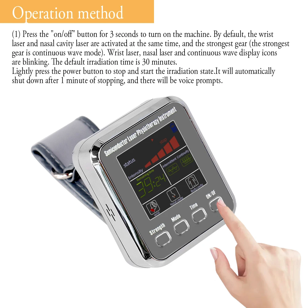 Advanced Laser Therapy Wrist Device for Diabetes & Hypertension Treatment