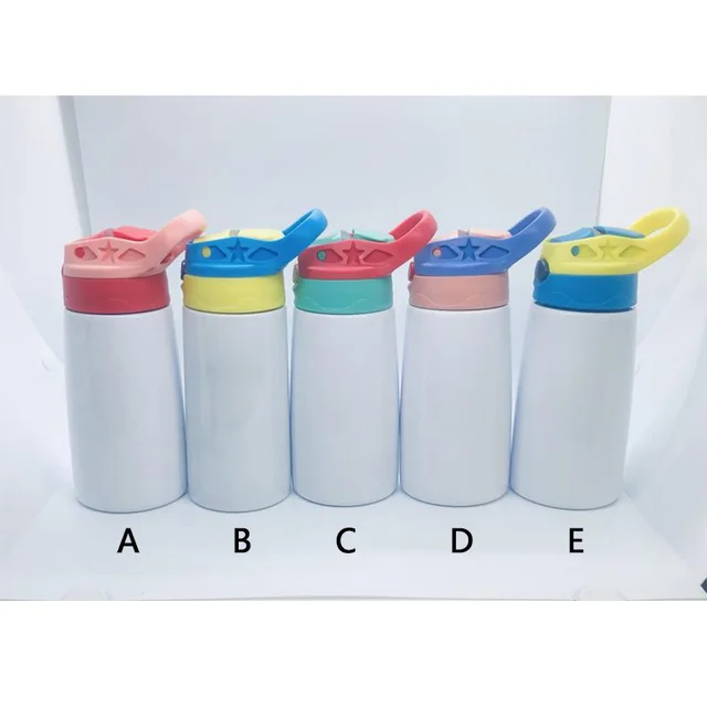 Nagykereskedelem 12Oz Szublimáció Gyerekek Tumbler Üres Szalma Csésze Rozsdamentes Acél Vizes Palack Gyermekeknek 5 Színű - Image 2