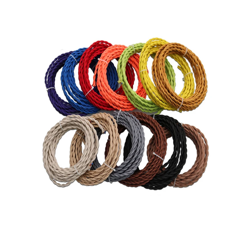  2x0.75 Vintage Electrical rope Wire Twisted Cable Retro Braided Fabric Wire DIY led pendant lamp wi - 32822958972