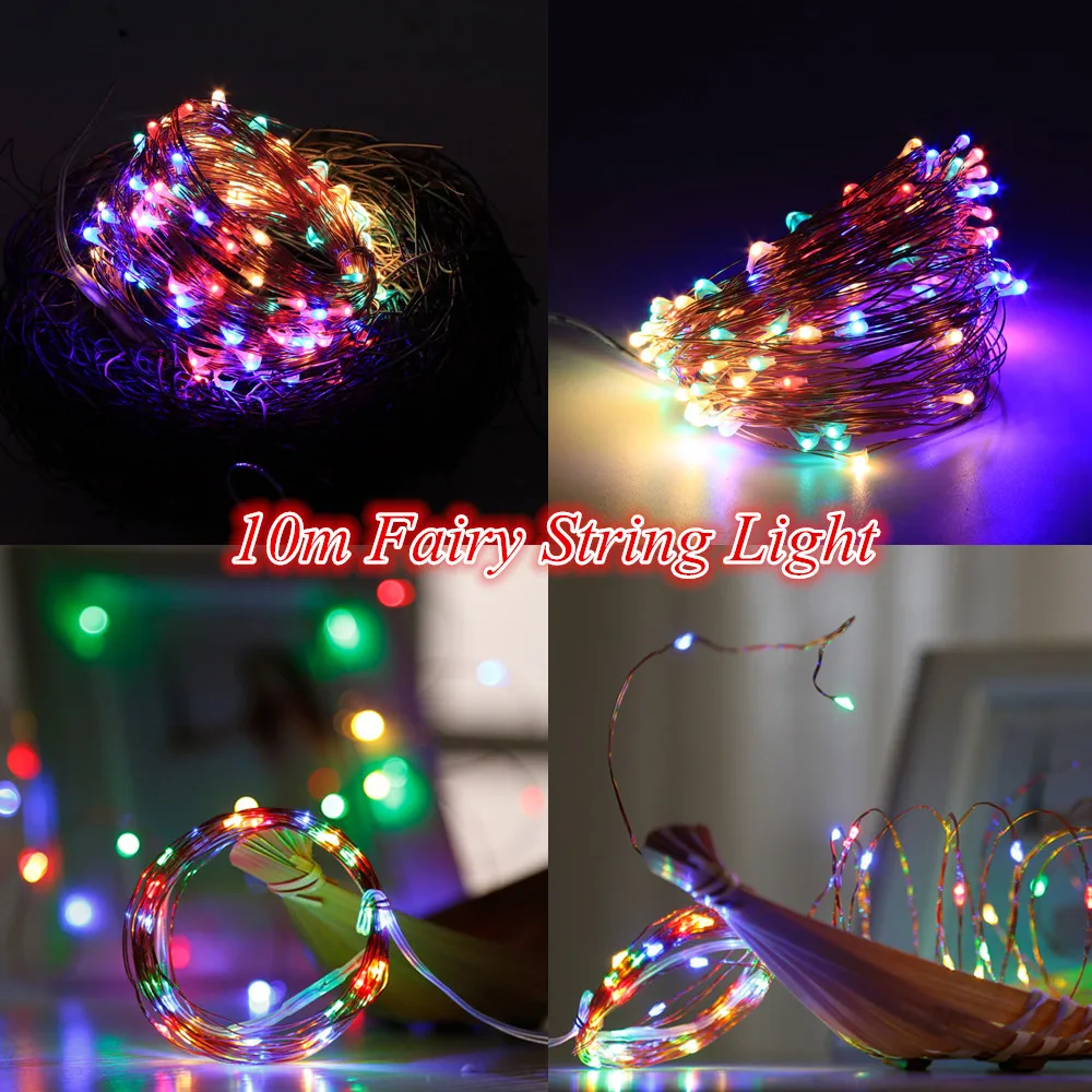

10 Meters 100 Led USB Copper Wire Fairy String Light RGB Light with Remote Control for Christmas Party Home Decor