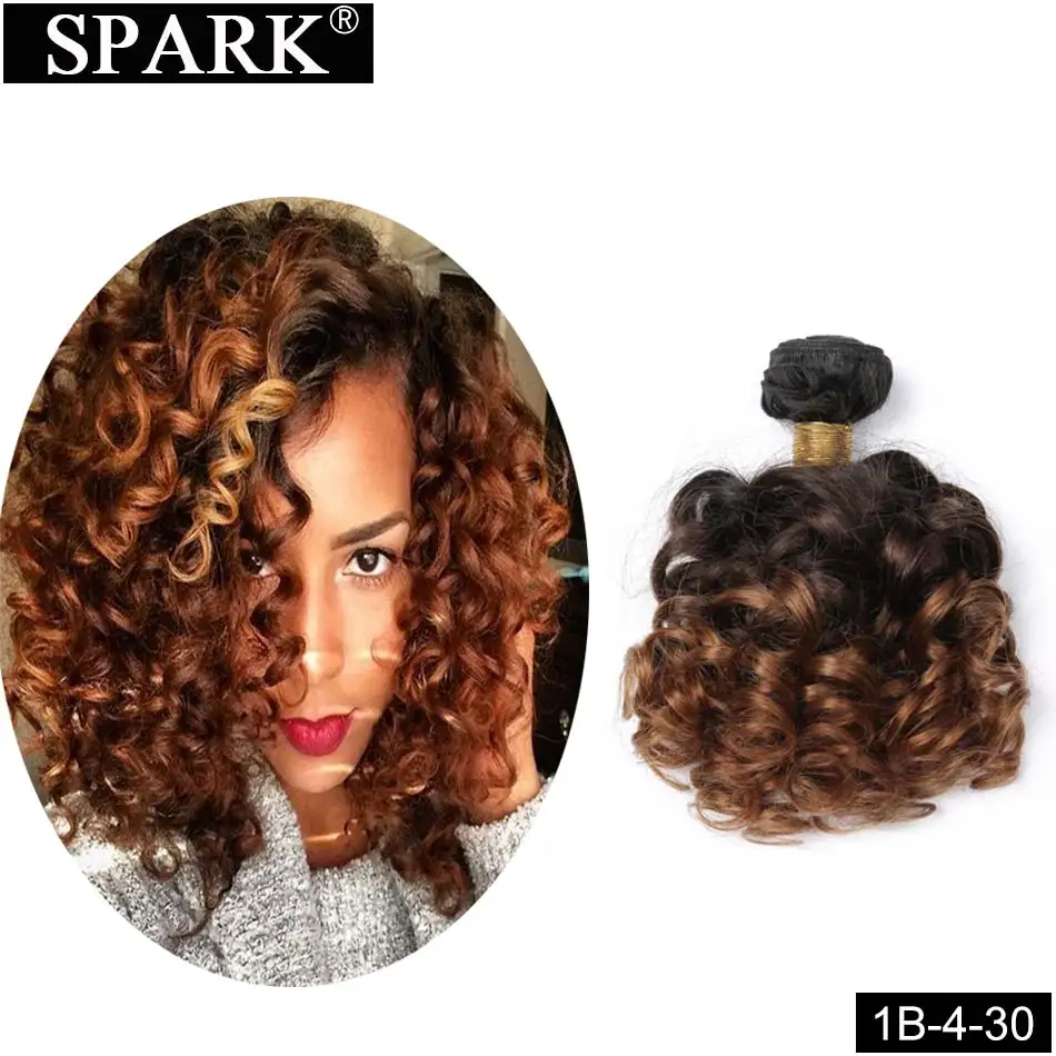 Spark бразильский надувной пучки вьющихся волос человеческие волосы "-26 дюймов 1/3/4 шт. Волосы remy из натуральных Цвет могут быть окрашены - Цвет: T1B430