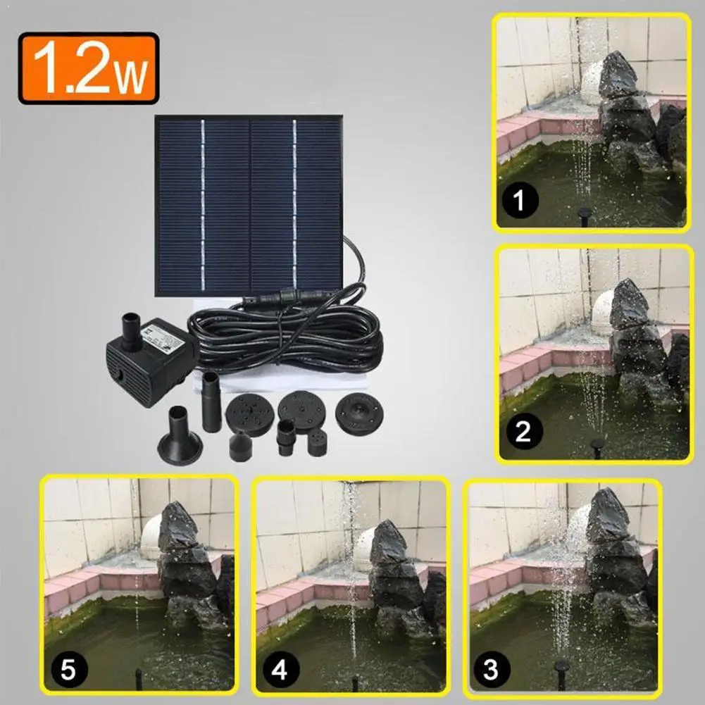 

1.2W Solar Garden Fountain Pump Solar Garden Fountains Birdbath Power Pump Powered Fountain Bird Waterfalls Solar Fountain I7S5