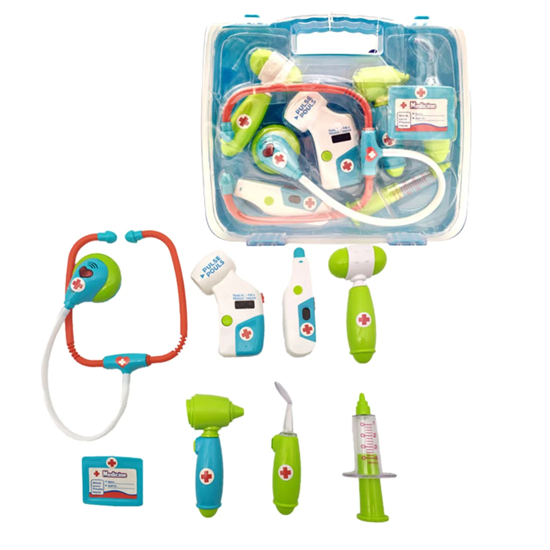 

Rowsfire 9Pcs Children Medical Toolbox Pretend Doctor Stethoscope Toy