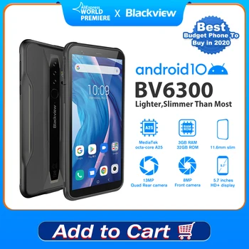 

NEW BLACKVIEW BV6300 3GB+32GB Smartphone 4380mAh Android 10.0 Mobile Phone Fingerprint unlock NFC IP68 Waterproof Rugged Phone