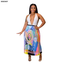 HHDMV, модная, горячая Распродажа, Повседневная Длинная юбка в этническом стиле, эластичная, плиссированная, восстановленная в древнем стиле, юбка длиной до щиколотки с принтом