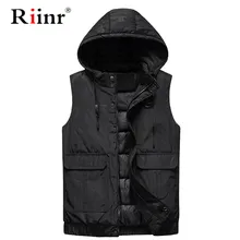 Riinr мужской жилет без рукавов Homme Зимние Повседневные Пальто Мужской Хлопковый стеганый утепленный жилет мужской жилет из искусственного меха 3XL