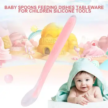 

Baby spoons feeding dishes tableware for children cutlery colher spoon silicone tools-for-patchwork lot soup ladle