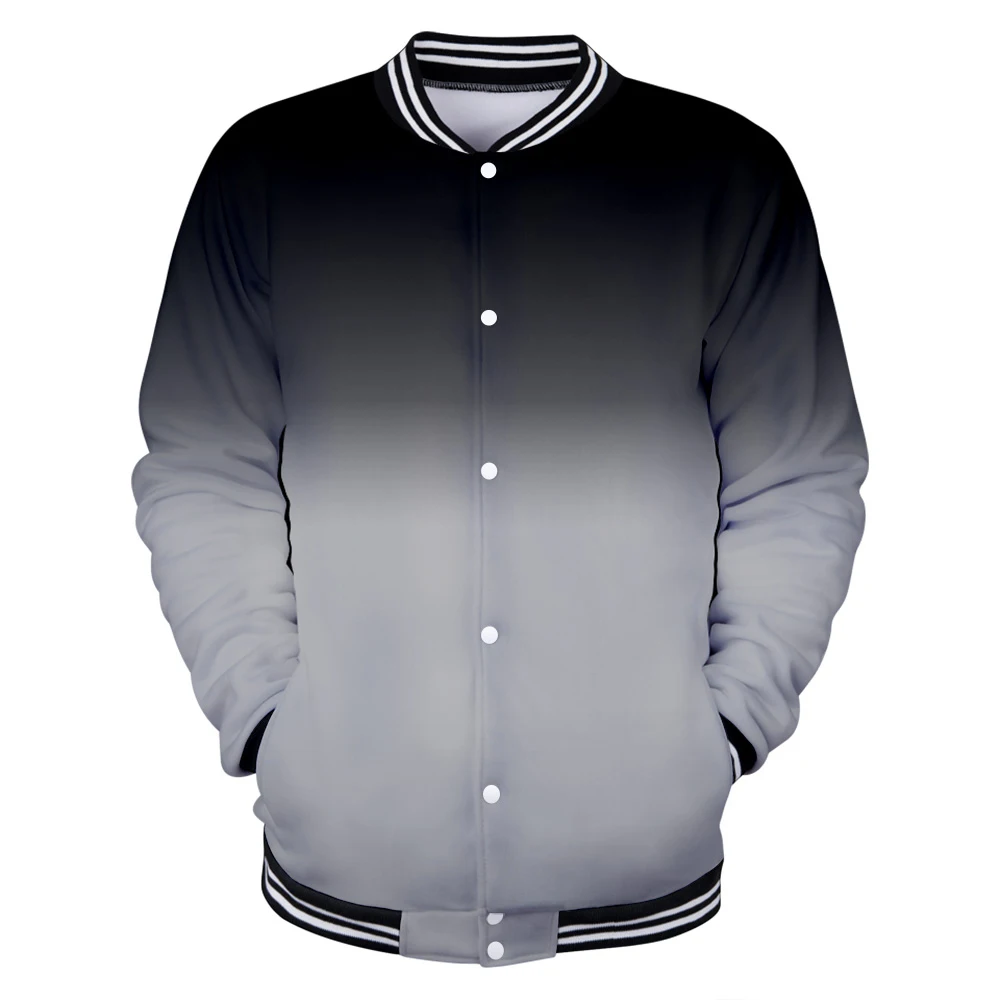 

2020 Popular Men's Baseball Uniform Gradient Print Baseball Jacket Black Lighten Fashion Jacket Youth New Street Clothing