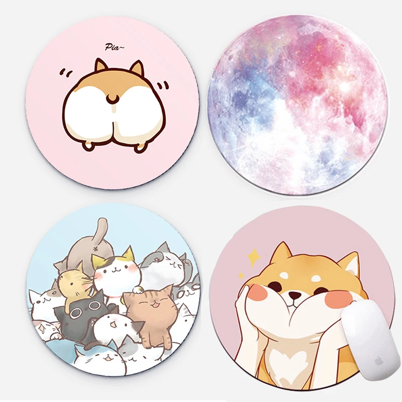 

200*200*3mm Cartoon Animal Pattern Mouse Pad Round Mousepad Office Mice Pad Computer Table Mat PC Notebook