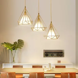 Plafonnier LED au design nordique moderne et minimaliste, luminaire créatif à trois têtes en diamant, idéal pour un bar ou un Restaurant 