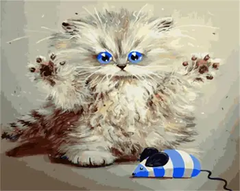 

DRAWJOY Cat Framed DIY Oil Paint DIY Painting By Numbers On Canvas Coloring By Numbers For Home Decor