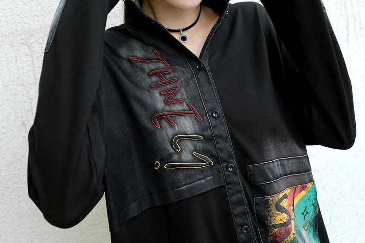 Max LuLu роскошный корейский бренд уличная мода дамы панк джинсовые рубашки 3d печатных женские топы и блузки Повседневная джинсовая одежда