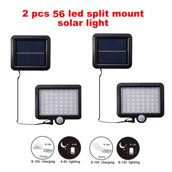 

2/4pcs 100/56/30 LEDs Solar Panel Power Light PIR Motion Sensor Separable Wall Lamp Outdoor Path Yard Garden Fence Night Light N