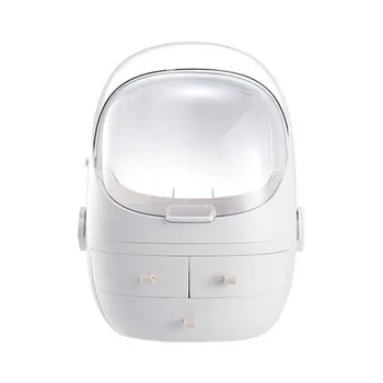 

Makeup Organizer Box Display Cosmetic Storage Case With Drawers With Handle Fully Open Dustproof Lid