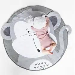 Игровой коврик с изображением животных из мультфильмов, детский коврик для новорожденных, одеяло для ползания, хлопковый круглый коврик