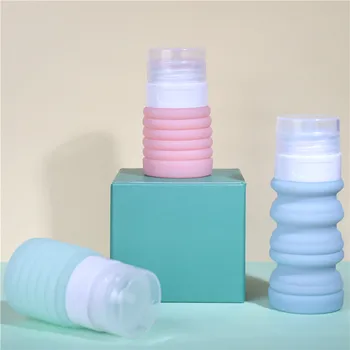 

4 Pcs Travel Shampoo Soap Portable Lotion Bottles Set Leak Proof Foldable Squeezable Silicone Containers Cosmetic Containers