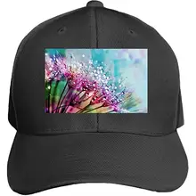 Крупным планом фотографии фиолетовых шелковых цветов с розами унисекс Промытые Саржевые Бейсболки Регулируемая остроконечная шляпа сэндвич