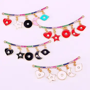 

5Pcs 54*19MM,Rainbow Colorful CZ Micro pave Charm enamel star eye moon heart round charms pendant