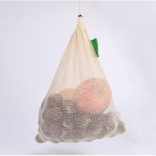 Горячая Многоразовые продукты сумки моющиеся Drawstring сетки продуктовые мешки для овощных фруктов покупок