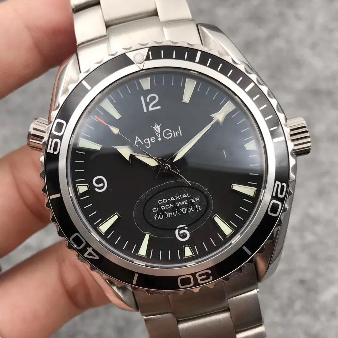 

Luxury Brand New Men Automatic Mechanical Silver James Bond 007 Black Ceramic Crystal Sapphire Limited Green Luminous Watch AAA+