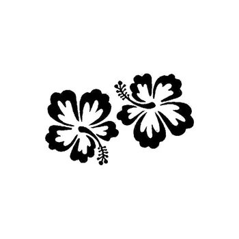 

DAWASARU Beautiful Hibiscus Flower Car Stickers Cartoon Vinyl Car Decorative Custom Fashion Accessories Black/Silver 8CM*13CM