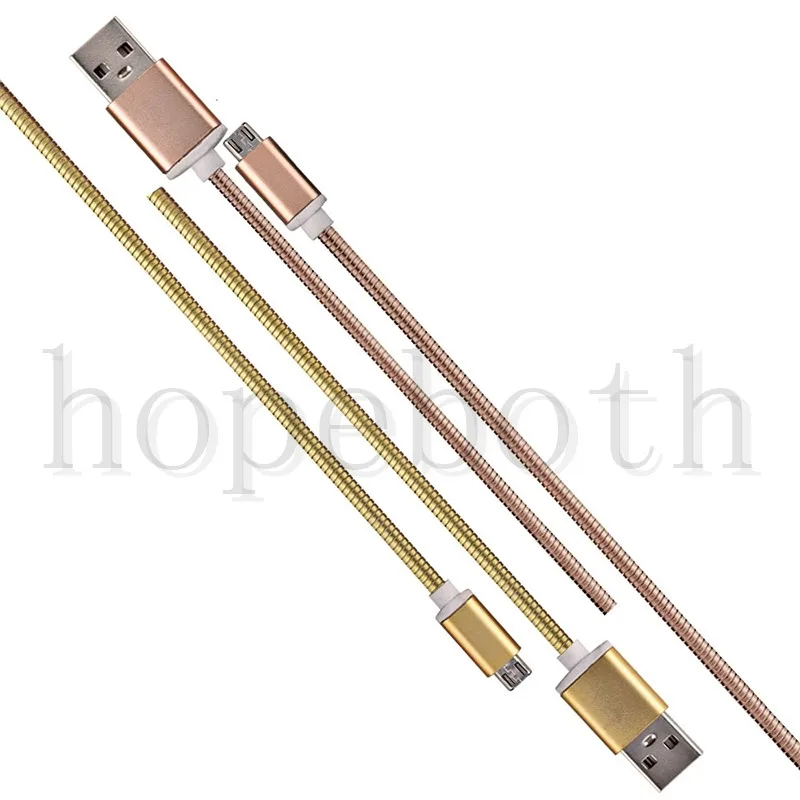 100 шт. 1 м 3 фута usb type C кабель 2.4A быстрое зарядное устройство стальной мягкий пружинный шнур для телефона Samsung Galaxy S8 S9 Plus A3 A5 A7 /Note 8