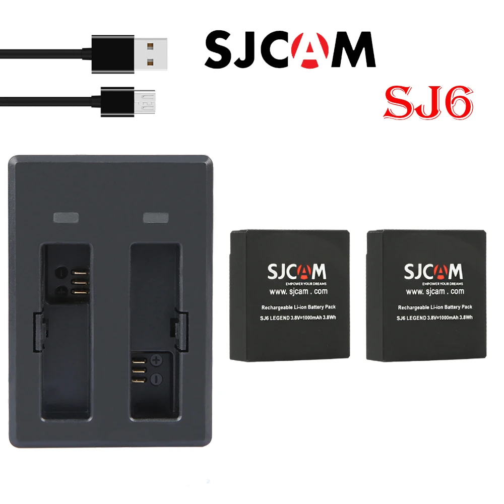 Аккумулятор SJCAM SJ6000 1000 мАч перезаряжаемый аккумулятор и двойное зарядное устройство для SJCAM SJ6 Legend аксессуары для экшн-камеры