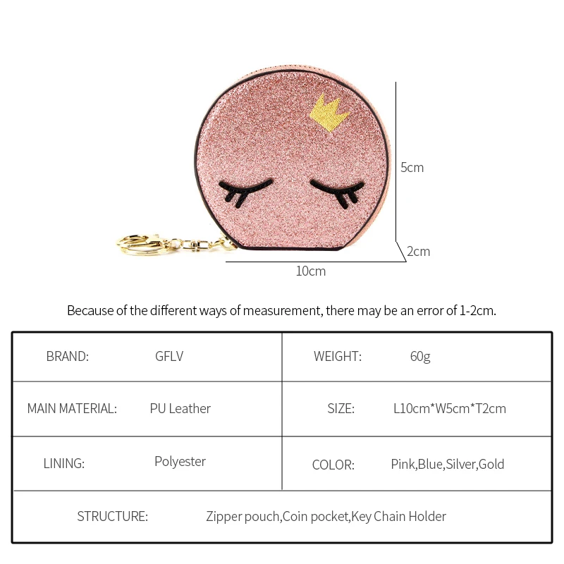 GFLV бренд милые кошельки для монет Мини мультфильм круглый кошелек для женщин молния сумка для хранения наушников Портативный ключ бумажник студентов
