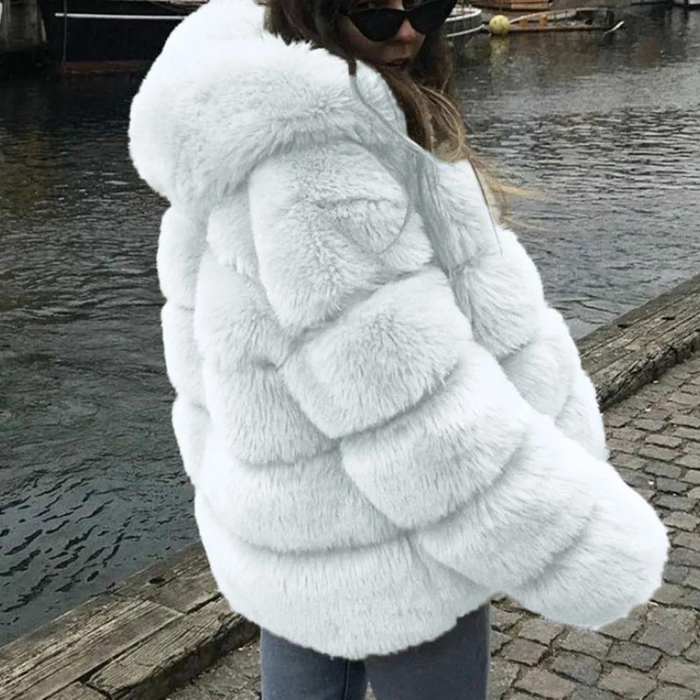 Роскошная брендовая куртка из искусственного лисьего меха женская зимняя повседневная теплая роскошный искусственный мех пальто куртка