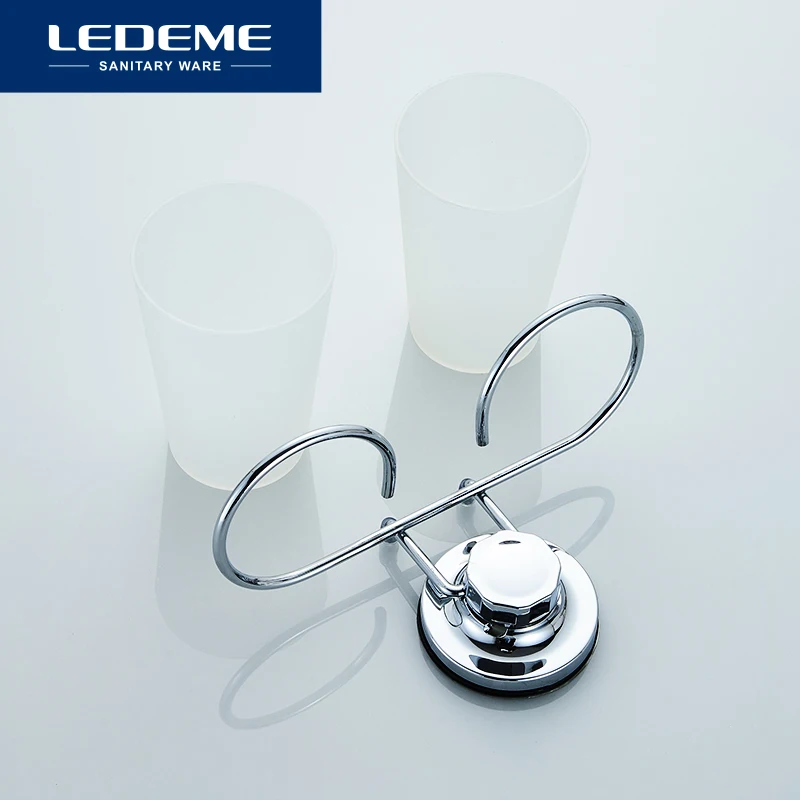 LEDEME Double Cup Holder Toothbrush Tumbler Holder Cup Adsorption Wall Mounted Stand Bathroom Accessory L3708