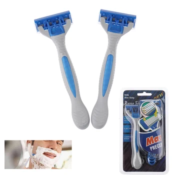 

2Pcs/lot Replaceable Straight Safety Razor 5 layers Razor Blades With 1 Handle Men's Shaver Razor Blades Face Care
