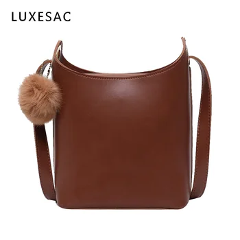 

Vintage Designer Bags Famous Brand Women Bags Sac Main Femme Bucket Leather Small Women Crossbody Bag with Wide Shoulder Strap