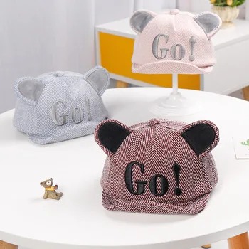 

child boy and girl hat autumn new cartoon letters embroidery baby hat 1-2 years soft along cap beanies kids photography props