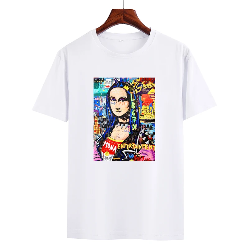 Новая цветная футболка с масляным принтом Мужская универсальная летняя для