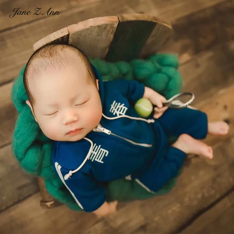 Jane Z Ann Baby Фотография новорожденных детей спортивная Молодежная ретро одежда с капюшоном Осень Зима студия съемки наряды