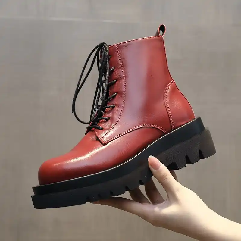 red combat boots womens